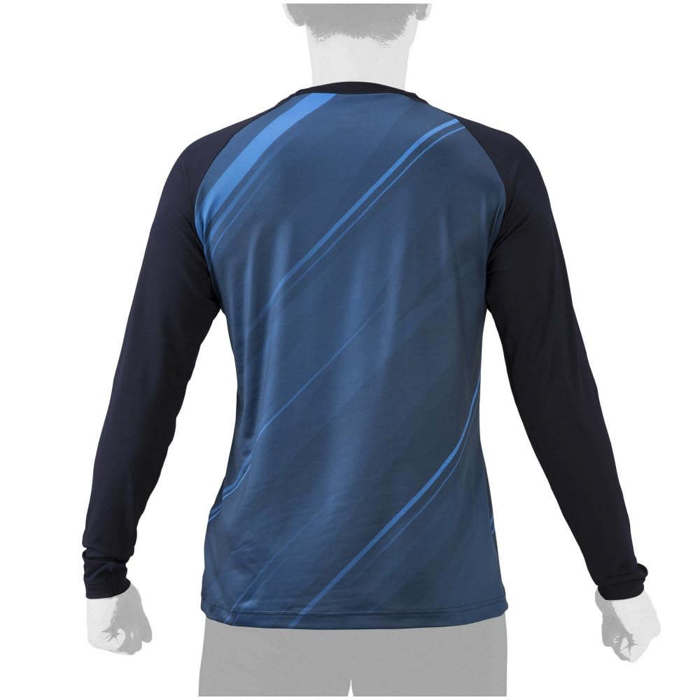 Mizuno Graphic Undershirt Long and Easy To Move Deep Size L Men's Baseball/Softball Fleece-Lined (Low Neck, Sleeves) - Warm, Moisturizing, In, Navy,