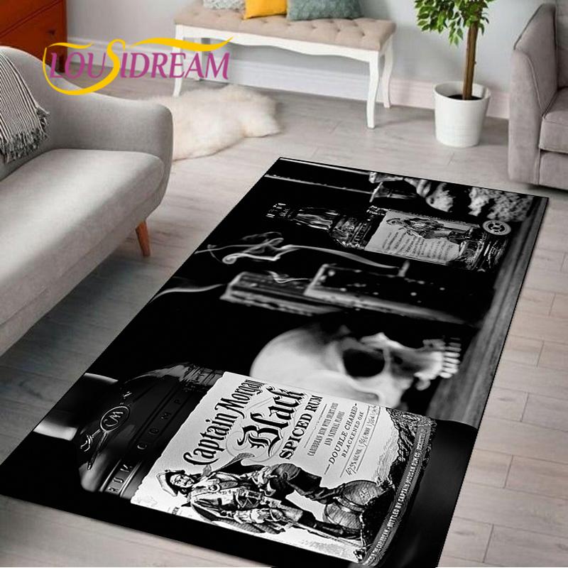 Captain Morgan Musterteppich für Schlafzimmer Wohnzimmer Teppich für Küchenbodenmatten Heimdekor Kinder Rutschfeste Bodenmatte Teppich Alfombra
