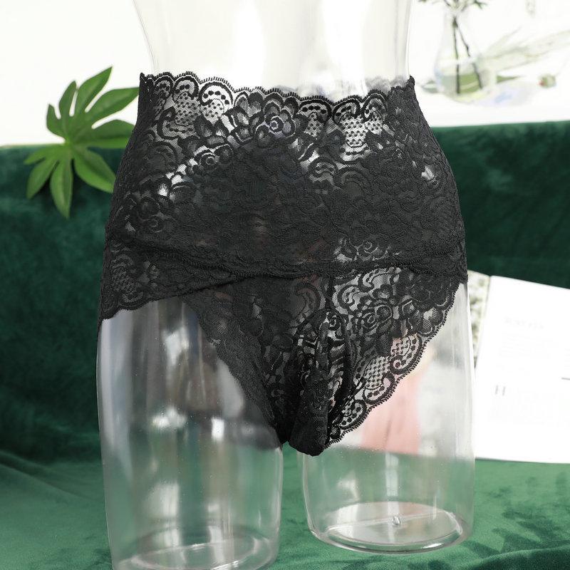 Hohe Taille Spitze Unterwäsche Herren, mit jj Set Unterwäsche, Tasche integriert ultra-dünn transparent Sex Slips