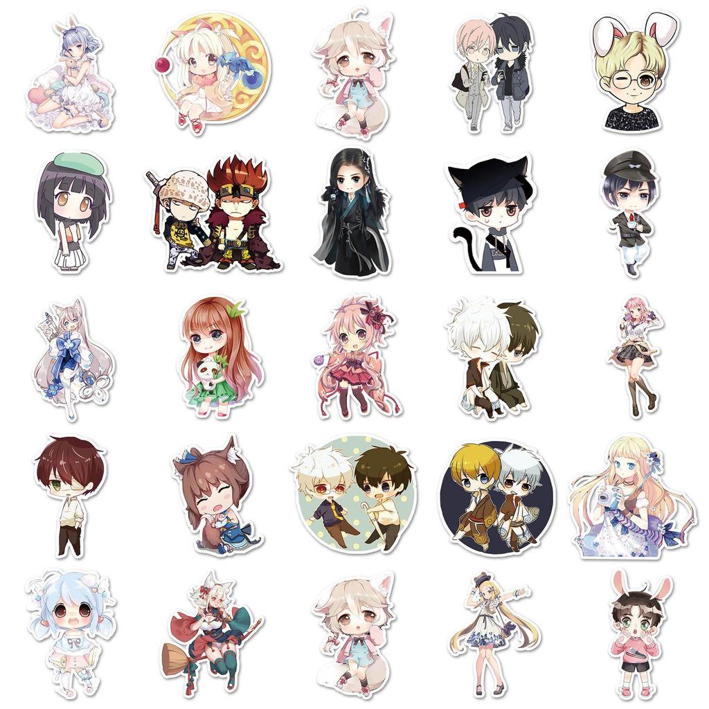 52-Piece Anime Character Sticker Set: Cute & Waterproof Cartoon Decals for Journals, Luggage, and Water Bottles