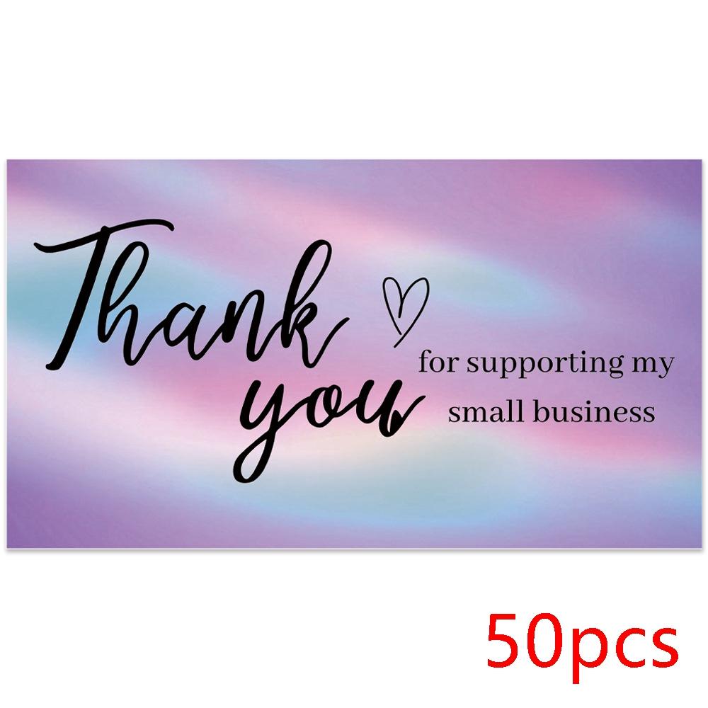 10-50pcs Thank You Cards for Supporting My Small Business Holographic Rainbow Card for Retail Store Goods Customer Package card