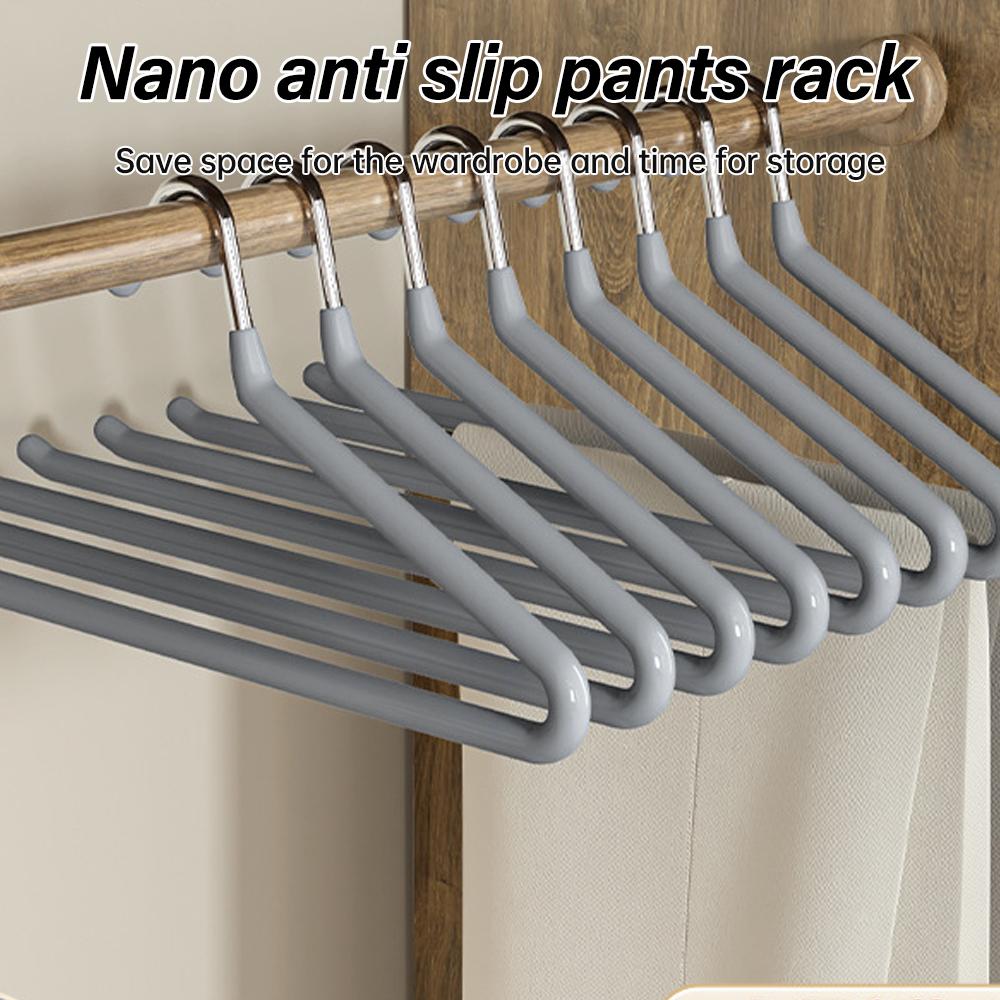 10Pcs Stainless Steel Trouser Hanger Pants Organizer Closet Clothes Towel Drying Rack Wardrobe Space Saving