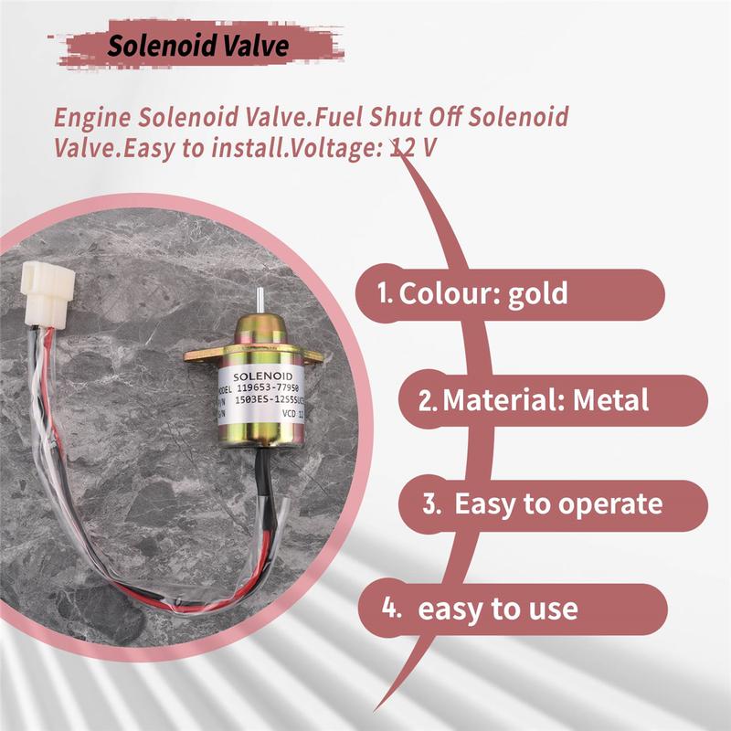 12V Engine Fuel Shut Off Solenoid Valve Shutdown for Yanmar 119653-77950
