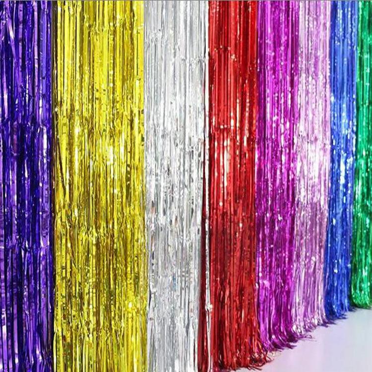 2x1m Children's Party Wedding New Year Laser Rain Silk Door Curtain Decoration
