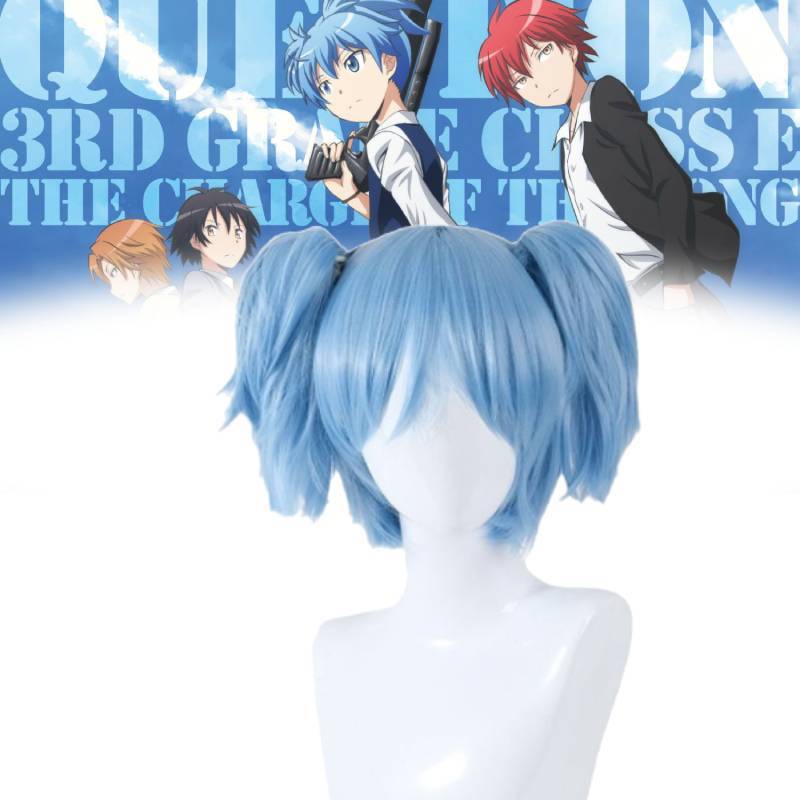 Peluca Cosplay de Shiota Nagisa de Assassination Classroom Con Doble Cola de Caballo Para Fiestas de Disfraces
