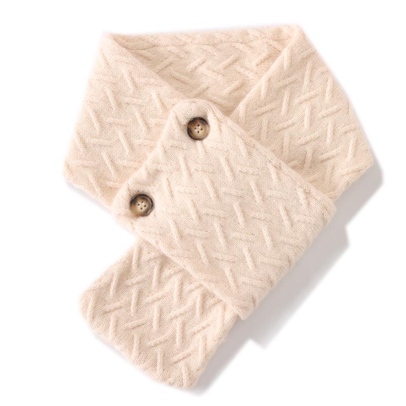 Unisex Kaschmirschal: Vielseitiger, warmer Wollstrick-Schlauchschal mit zwei Knöpfen zum Schutz des Halses bei kaltem Wetter