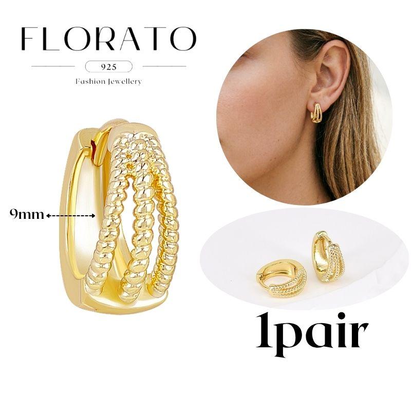 Perforation 925 Silver Ear Needle Minimalist Hoop Earrings Metallic Gold Earrings For Women CZ Fashion Jewelry