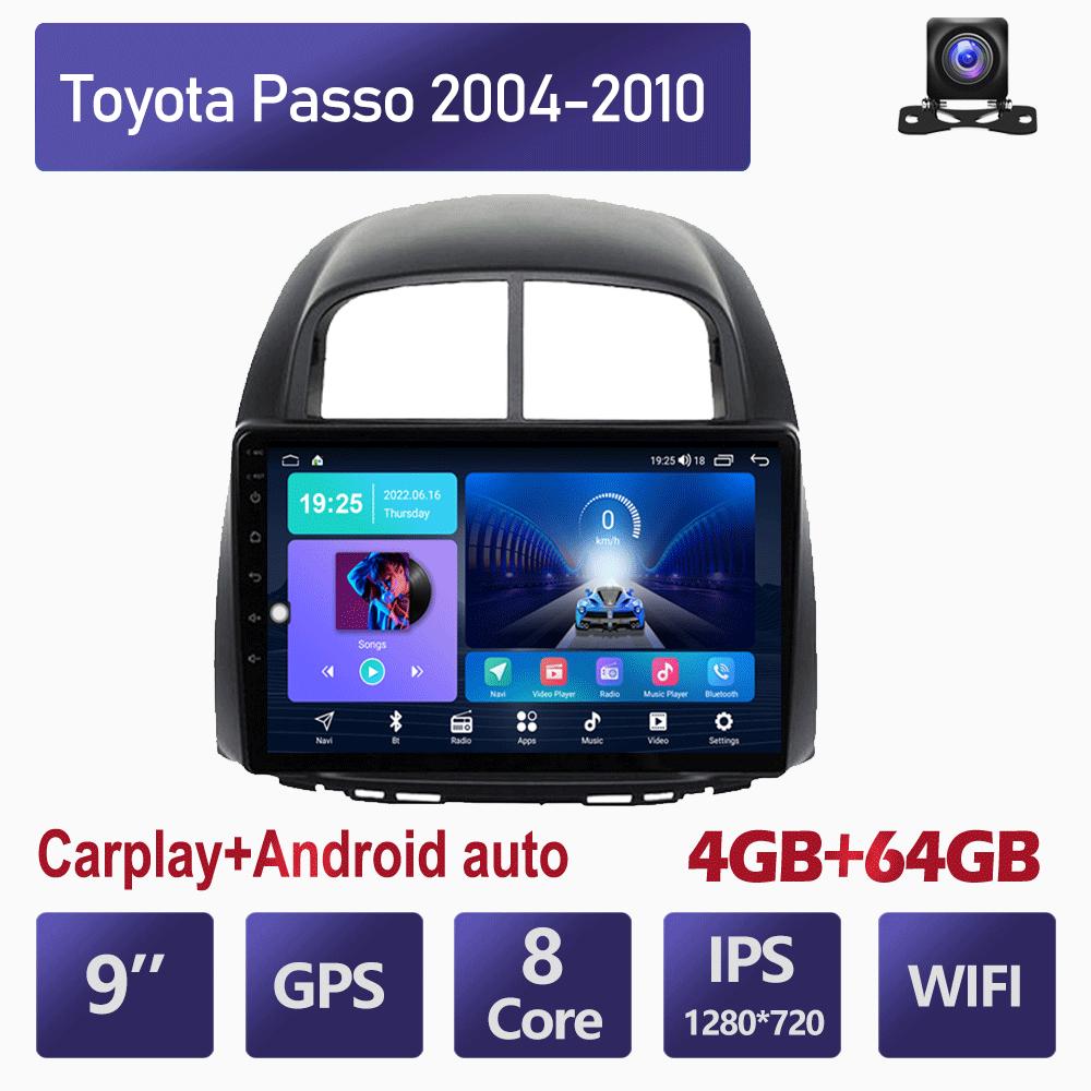 Android 2 Din Car Multimedia Player For Toyota Passo 2004-2010 Daihatsu Boon Sirion Subaru Head Unit Stereo Carplay GPS Navigation BT WIFI 4+64GB