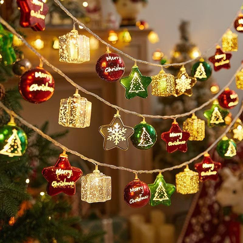 1PC 1.5m 10 lights electroplated star light string Christmas tree pendant ambient light string Interior decoration Christmas