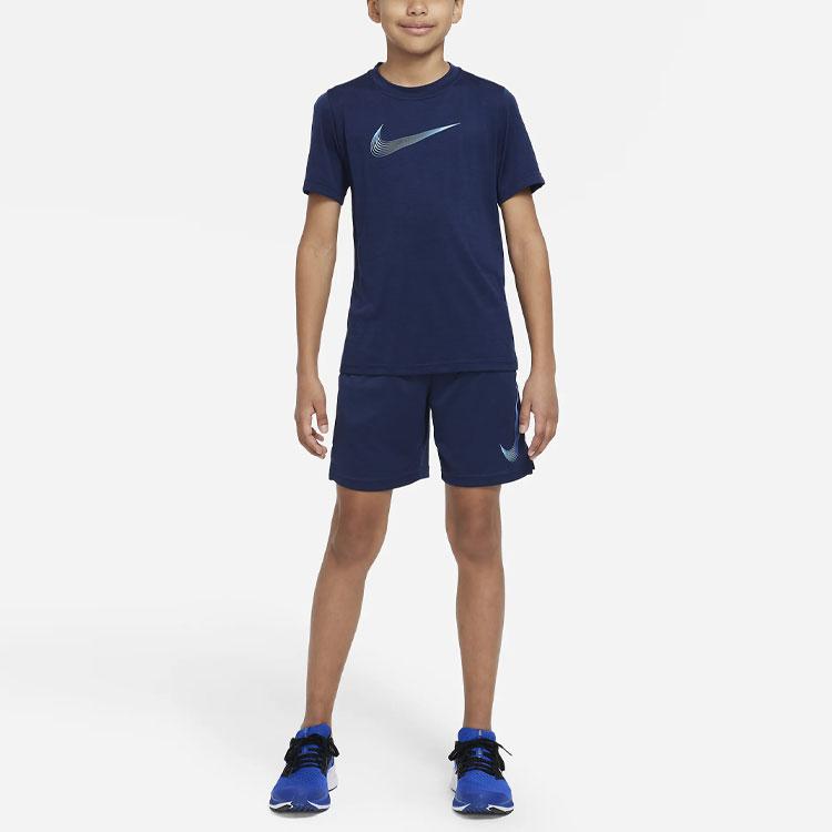 Nike Dri-FIT Logo Print Elastic Waist Straight Leg Kids Shorts Kids shorts Navy-Blue DM8537-410