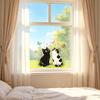Adesivo per Finestra Design Gatto Bianco Nero Fiore, Aderenza Elettrostatica Decalcomania in Vetro Impermeabile per Soggiorno Camera da Letto Ingresso Decorazione Casa