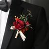 Yousheng White Rose Wedding Boutonniere, Elegant Wrist Corsage, European Style Silk Flower for Bride Groom Bridesmaid Groomsman Parents