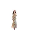 Retro Printing Backless V-neck Neck Dress for Women, Summer Pure Desire To Close the Waist, Fishtail Skirt, Slim-fitting Hip-wrapped Dress