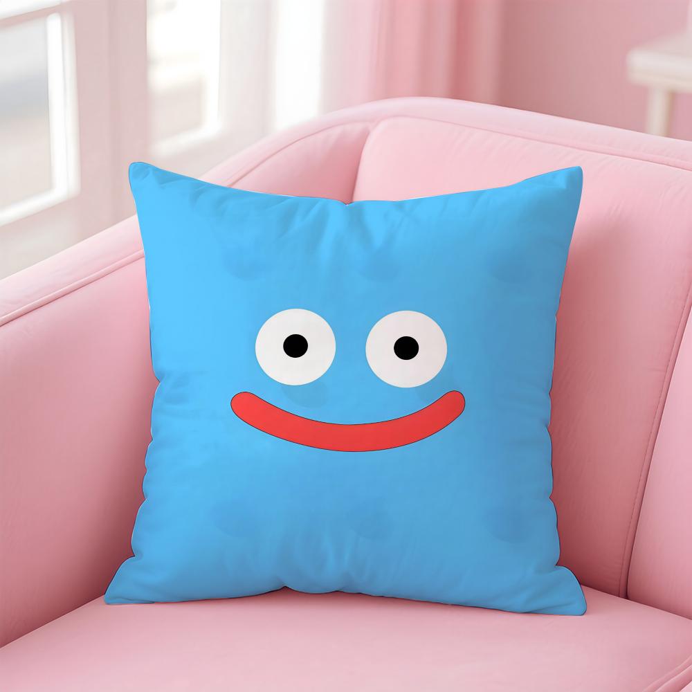 Dragon Quest Slime Pillow Case Anti-dustmite Pillowcase Invisible zipper silky short plush Sofa cushion cover