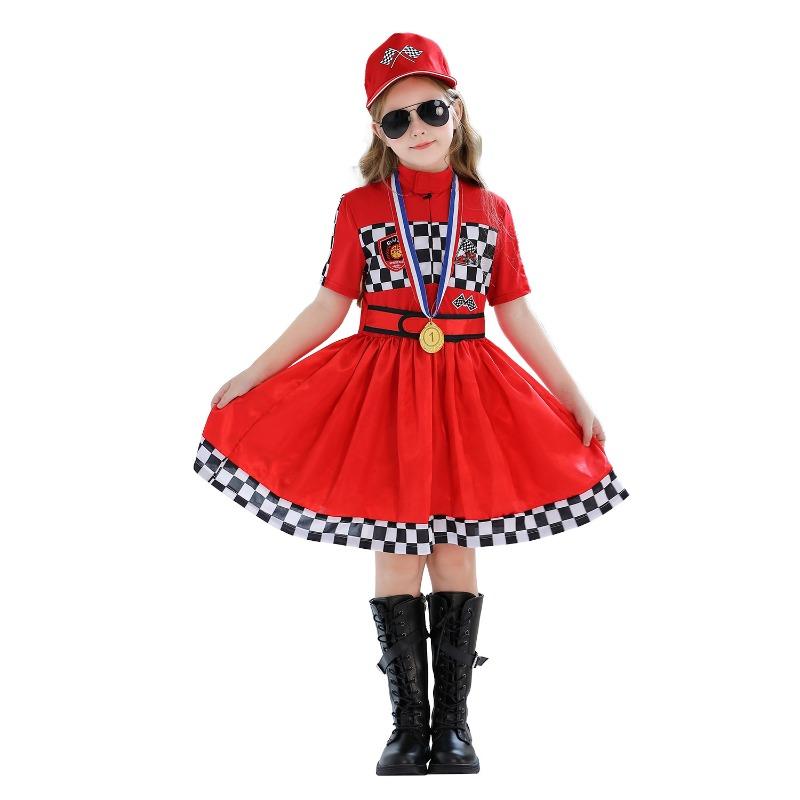 Halloween Costumes Kids Racing Uniforms Girls Racers Cheerleading Uniforms Girls Dresses Carnival Uniforms