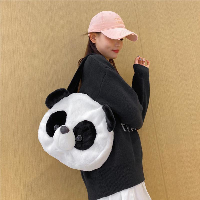 

Women large capacity cute panda shoulder bag new cartoon doll zipper storage bag girl handbag