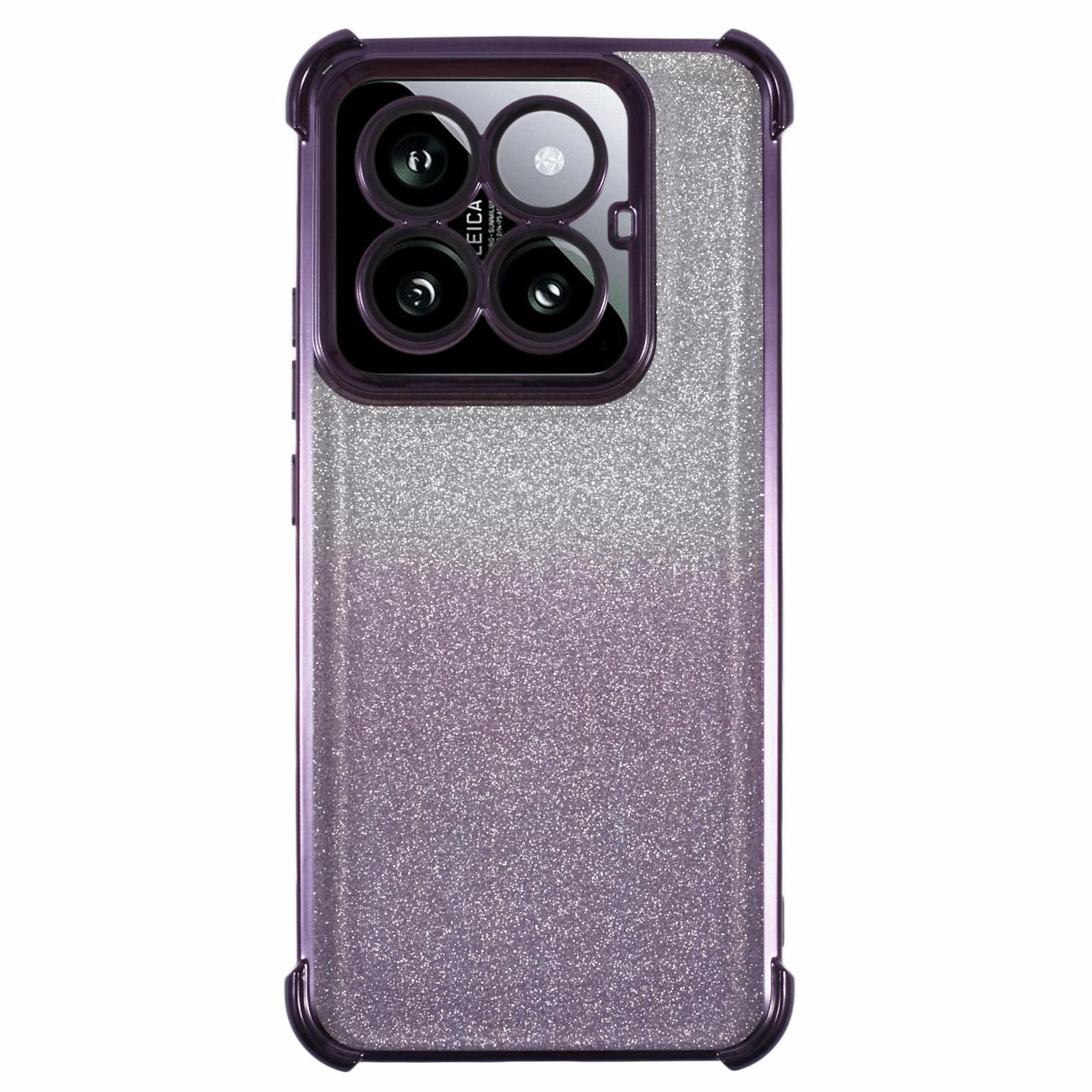 

For Xiaomi 14 Pro Case Glitter TPU Phone Cover Reinforced Corners Purple