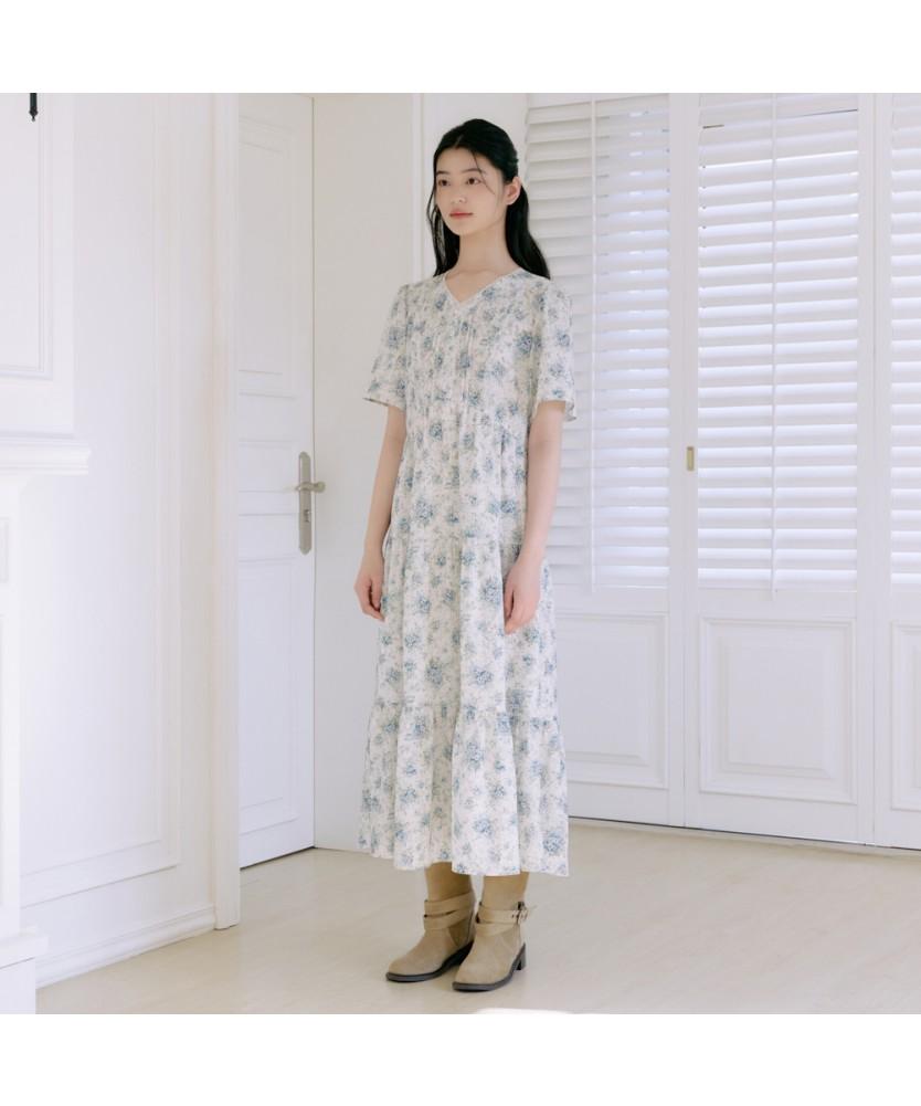 THURSDAY ISLAND V-Neck Frill Detail Floral Dress_T264Mop265W