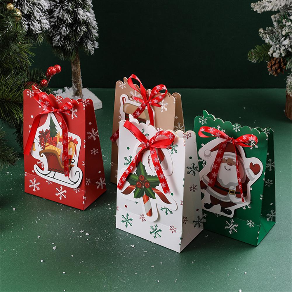 Creative Bow Snowflake Gift Bag Small Size Lovely Christmas Gift Bag Christmas Gift Bag Ribbon Handle For Festive Decorations