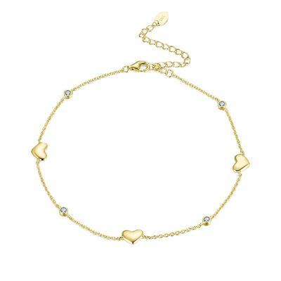 Schmuck S925 Sterling Silber Fußkettchen Inter-bead Liebe Platin Runde Zirkonia Schmuck