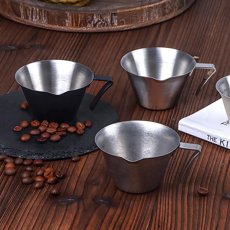 1Pc 100Ml Espresso Measuring Cup With Handle Stainless Steel Coffee Shot Coffee Pouring Cup Home Kitchen Measuring Accessories