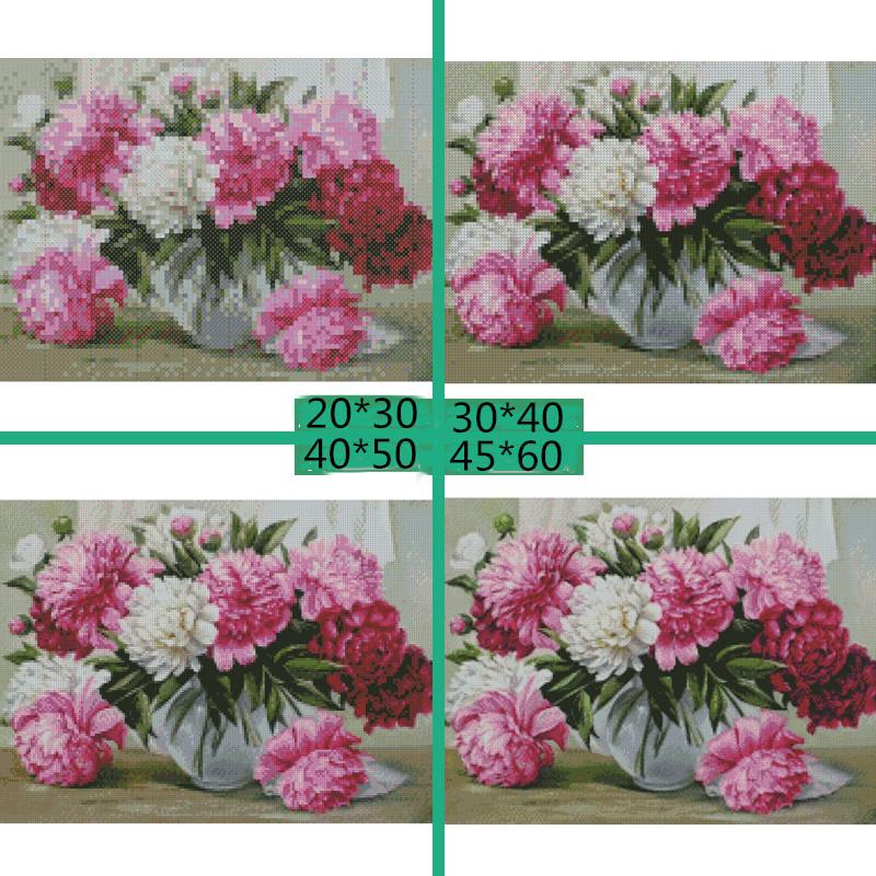 DIY 5D Diamond Mosaic "Pink Flowers" 5D Full Diamond Painting Cross Stitch Kits Round Diamond Embroidery