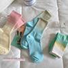 Tie-Dye Gradient Mid-Calf Socks: Women's Seasonal Candy Color Sports Socks - Trendy College Style for Autumn and Winter.