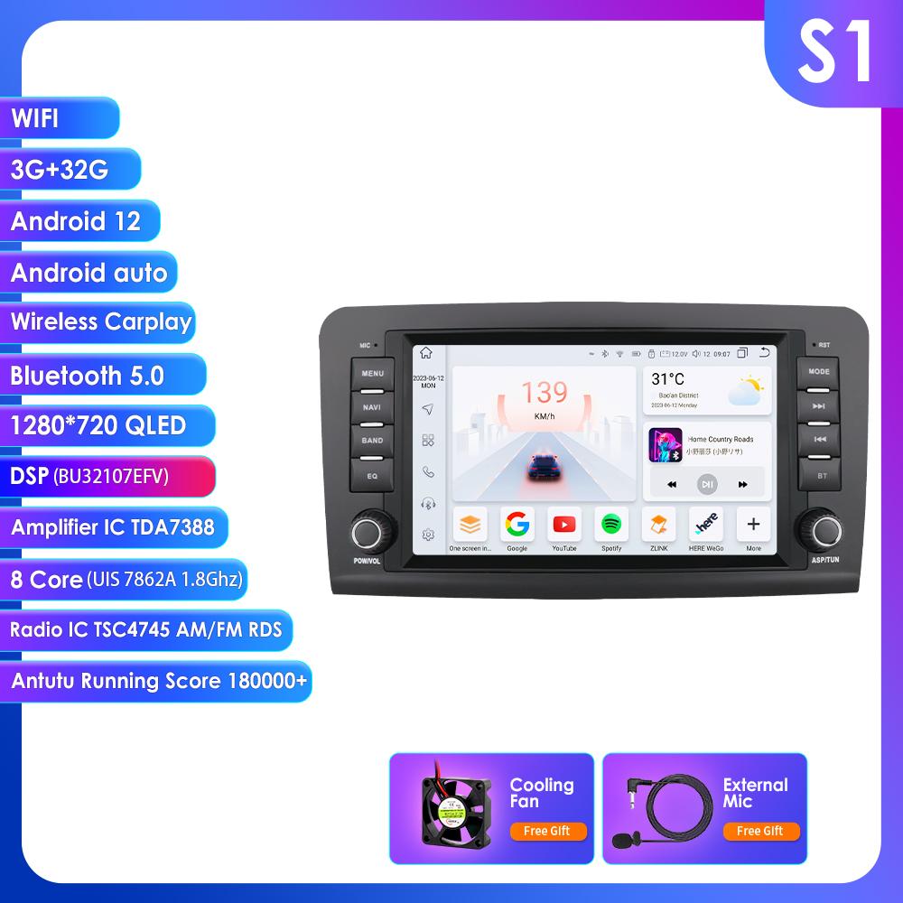 Ossuret 2Din Android 13 Car Radio for Mercedes Benz GL ML W164 ML350 ML500 X164 GL35 GL45 2005-2012 Navigation GPS Intelligent Multimedia Video WIFI