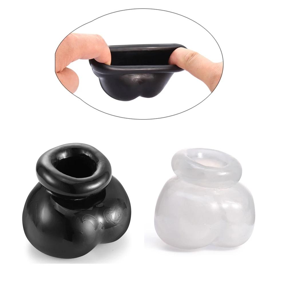 Male Cock Ring Penis Ring Soft Scrotum Sleeve Ball Stretcher Chastity Cage Time Delay Ejaculation Sex Toys  For Man