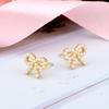 Beixi Sterling Silver Full Pearl Bow Earrings - Korean Style S925 Ear Studs for Women