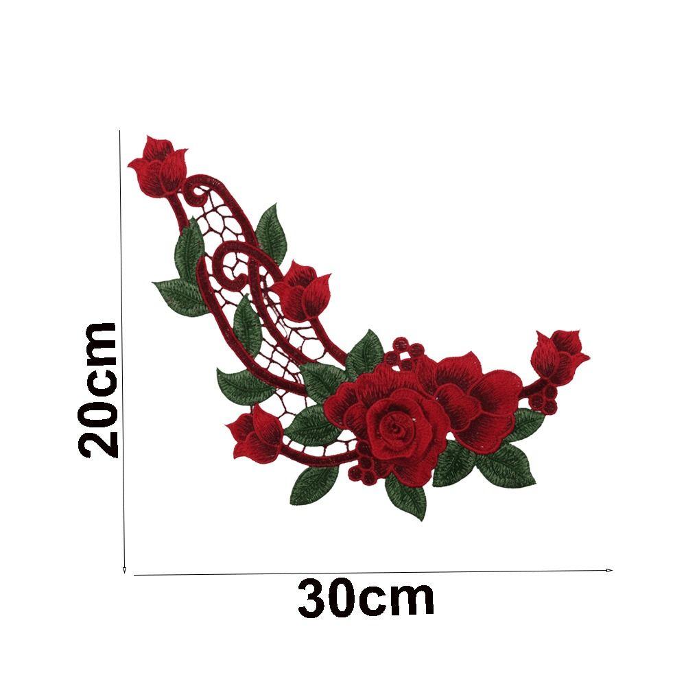 Red 30*20CM 3D Flower Embroidery Patch Sew On Patch Clothing Accessories  Home