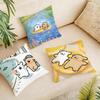 Cartoon Mmaltese Dog Lline Dog Cushion Cover Organic Linen Square Pillow Case Durable Nonallergenic And Kind To Skin