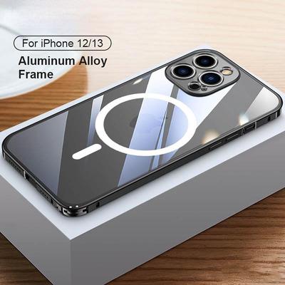 Transparentní magnetický kryt na telefon iPhone 13 Pro Max 13 pro Bezdrátový nabíjecí kryt pro iPhone 12 12 Pro Max Magnet Pouzdro z hliníkové slitiny