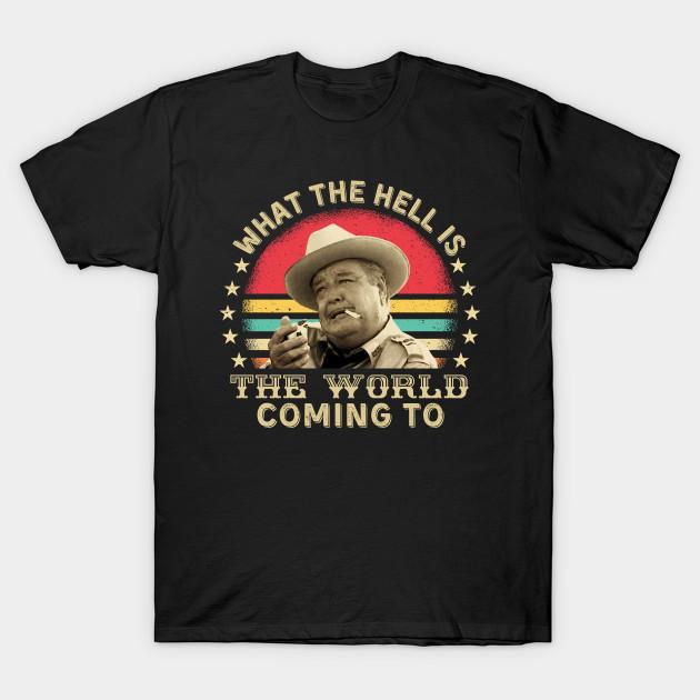

Men Black Print T-shirt Smokey And The Bandit What The Hell Is The World Coming To No-Cut Transfer Paper Print Cotton Tshirt XL чёрный