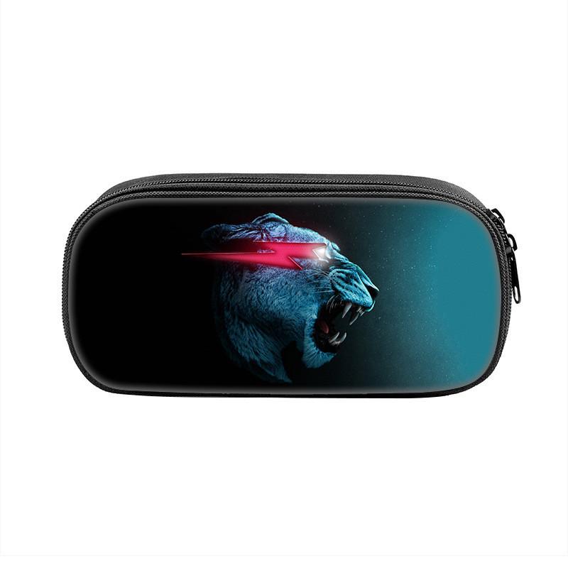 Mr Beast Lightning Cat Lion Print Student Single Layer Stationery Storage Bag