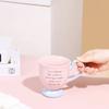 SOLECASA Ceramic Mugs with Creative Handle Pink Blue Coffee Cup & Saucer Set Afternoon Tea Coffee Latte Cups Home Coffee Mug Set