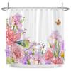 Plants Flower Shower Curtains Butterflies Bathroom Bathtub Decoration Waterproof Polyester Bath Curtain Home Decor with Hooks