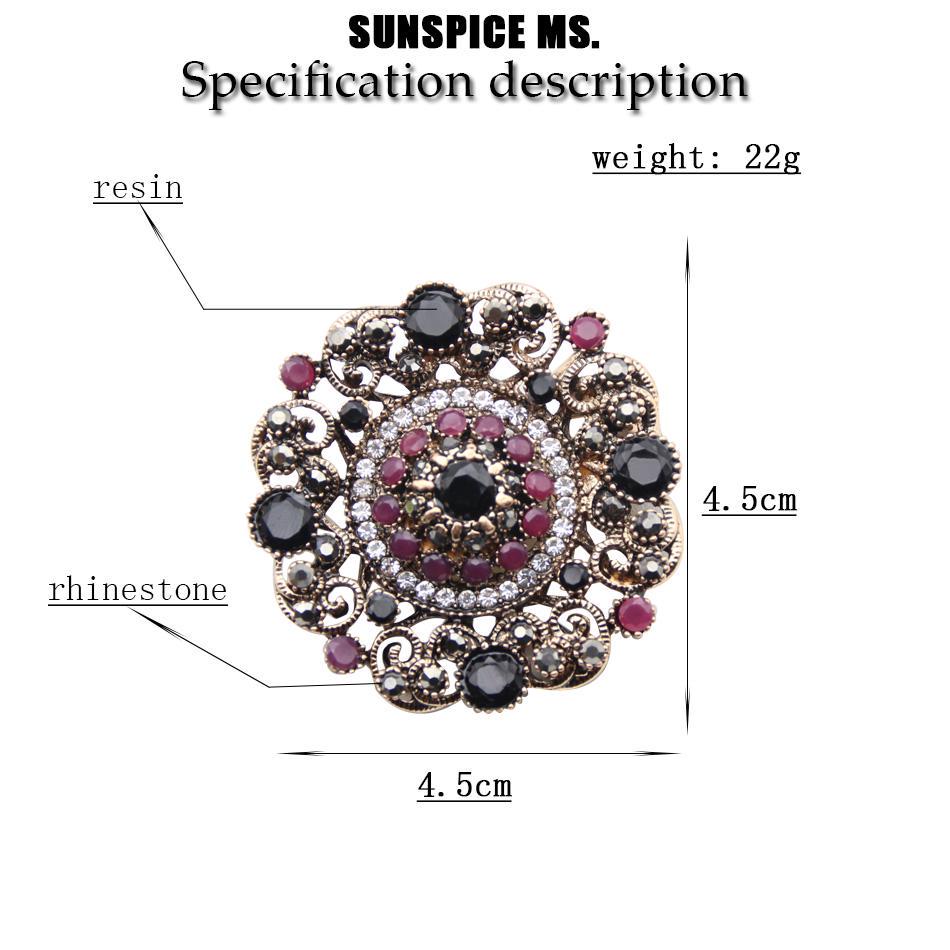 Turkish Brooch Pin For Women Antique Gold Color