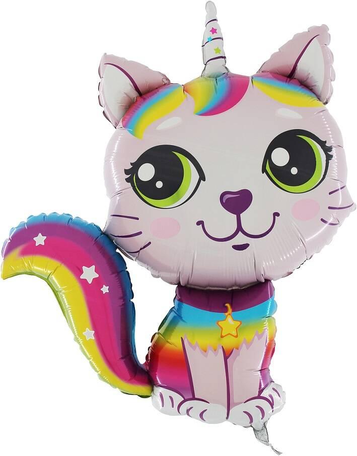 Balon Kotek Z Rogiem Różowy, Kotorożec 76Cm