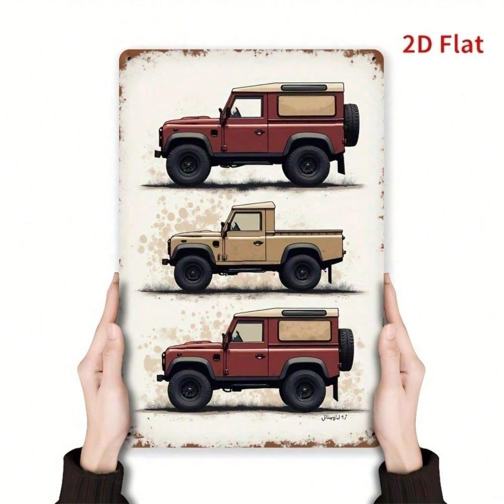 1pc 8x12 Inch Vintage Off-Road Vehicle Metal Sign Rustic Red Beige Distressed Wall Art Unframed Plaque