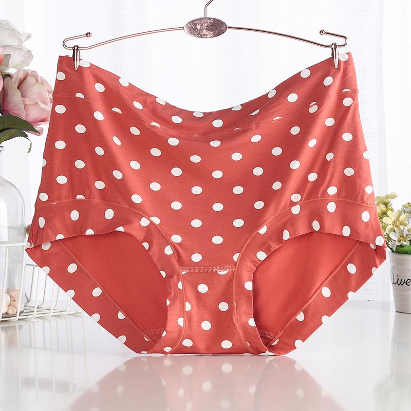 Zestaw 4 szt. Damskie Majtki Plus Size z Wysokim Stanem z Modalnu - Oddychające, Wygodne, W Kropki