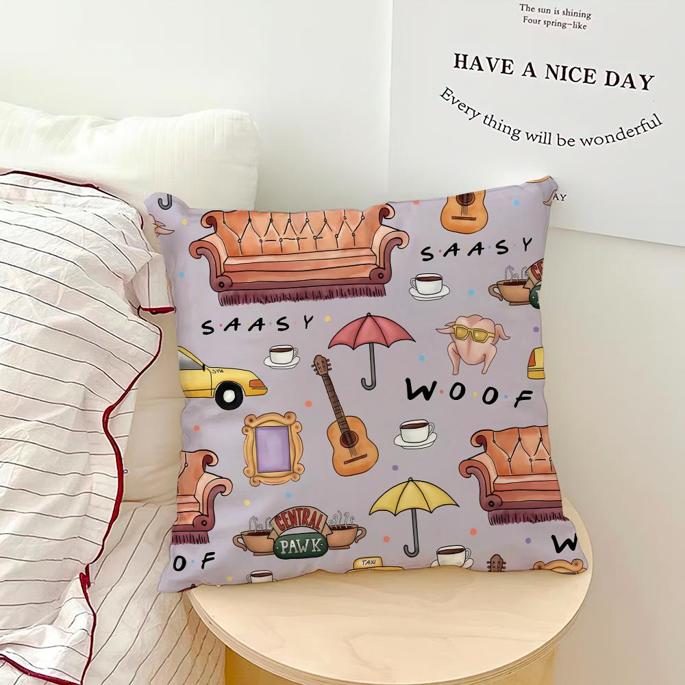 Classic Friends TV Show Pillow Case Sofa Living Room Bedroom Headboard Backrest Cushion Square Cushion Nap Time