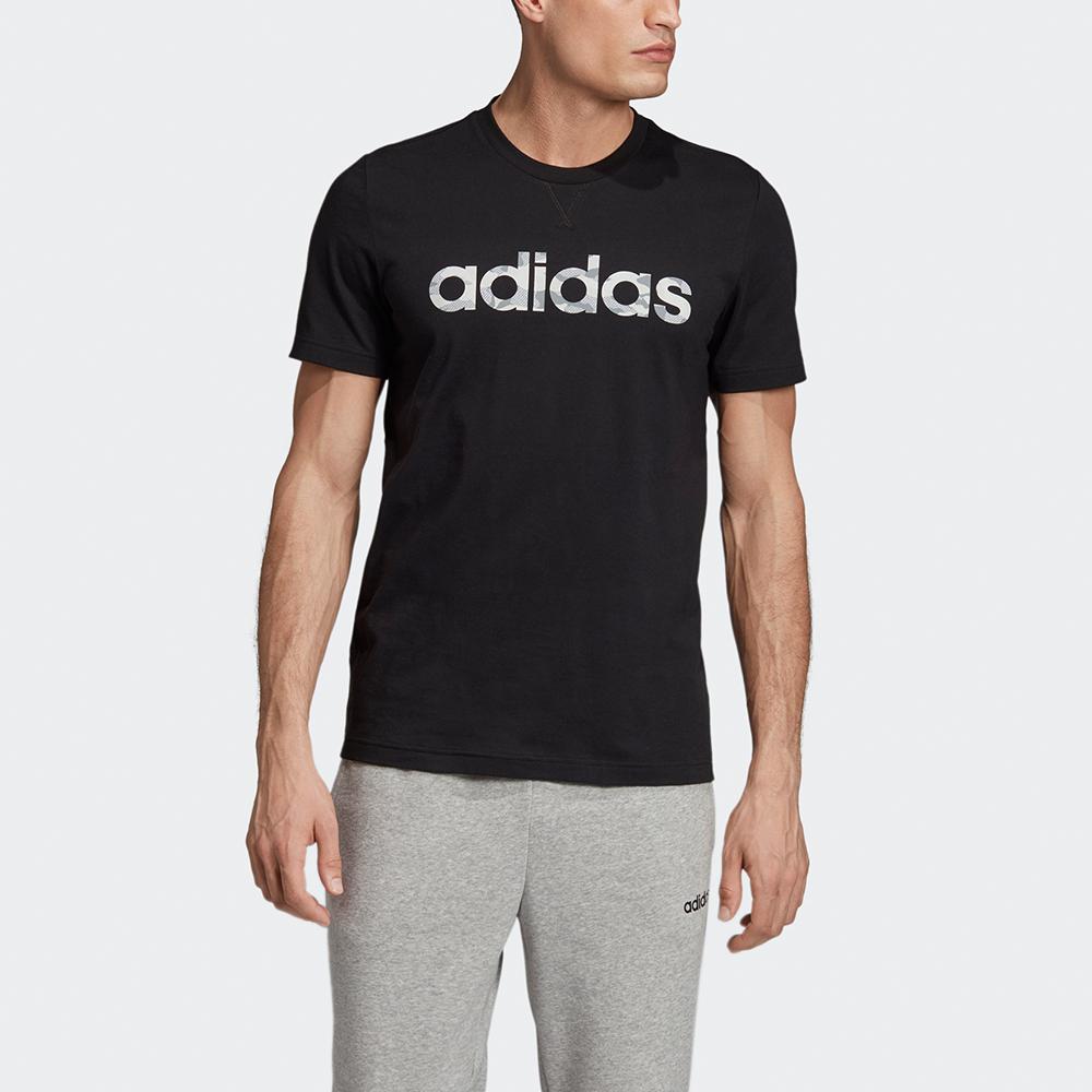 Adidas Camo Line Training Sport Tee Men Tops Black EI9755