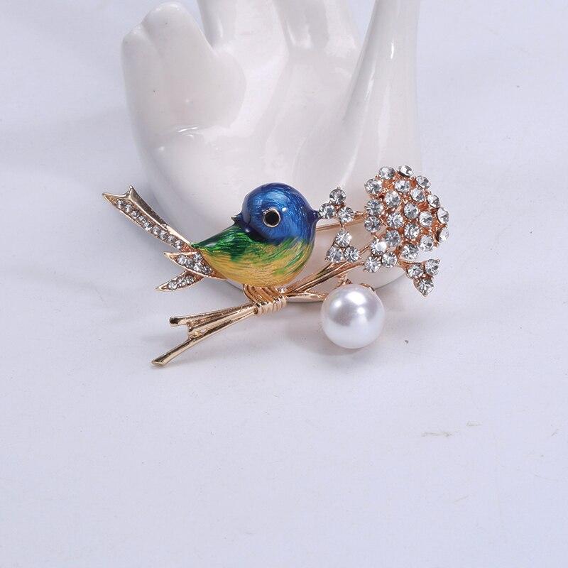 

Броши Blucome ветка птица для женщин эмаль Esmalte брошь в виде животного булавки для воротника рубашки клипсы броши со стразами синий