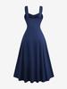 Rosegal Plus Size Lace-up Panel Floral Embroidery Lace Trim Hollow Out Hem Tank Dress