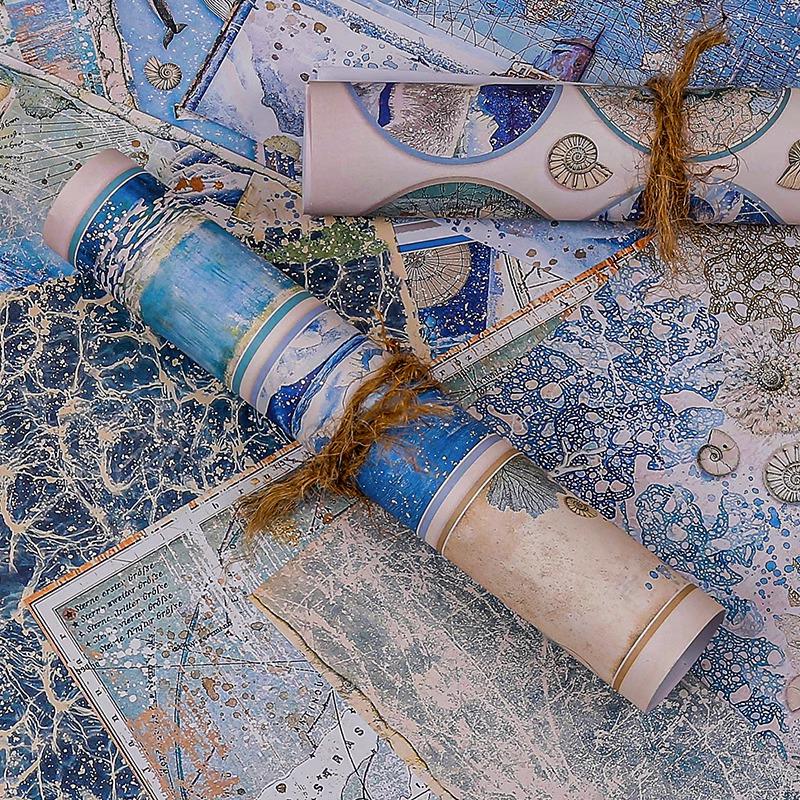 Large Retro Double-Sided Adhesive Journal Base and Decorative Background Paper Stickers