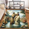 Doopscène Religieuze Kunst Vloerkleed Antislip vloerkleed geschikt voor woonkamer en slaapkamer banken.