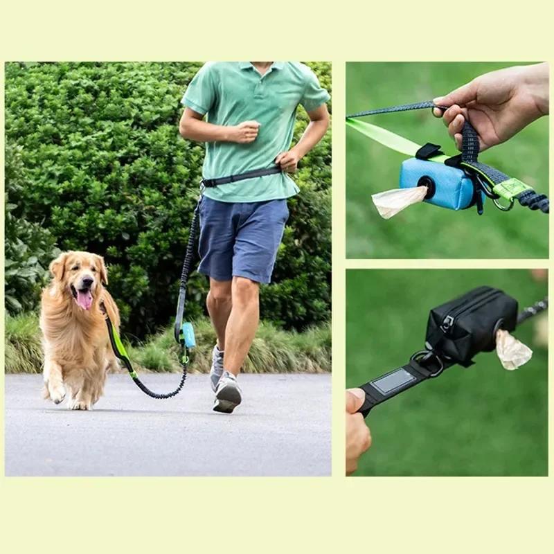 Portable Dog Poop Bag Dispenser Waterproof Oxford Fabric Auto Lock Zipper Biodegradable Hdpe Hands Free Holder For Jogging Hikin