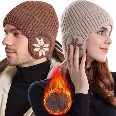 Pánské Dámské Zimní Teplé Plyšové Pletené Benine Snow Módní Skullies Hat Unisex Nová Venkovní Studená Ochrana Sluchu Vlněné Čepice