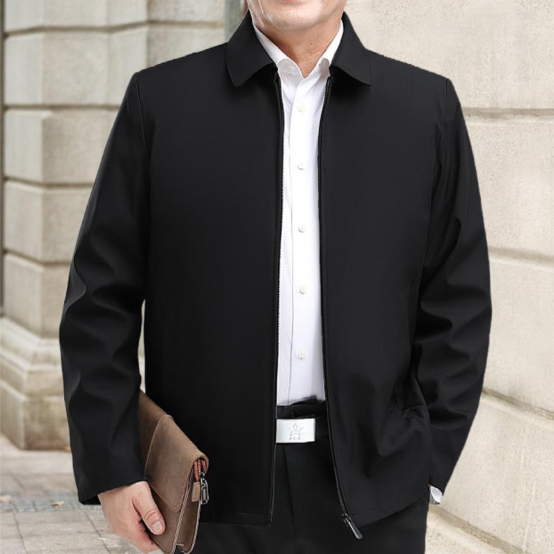 Men's Jacket Fleece Thickened Jacket Dad Cotton Coat Warm Loose Autumn and Winter